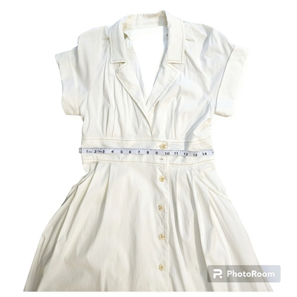 MAEVE by Anthropology Woman Dress POPLIN Collared MIDI Off White Shirtdress - Picture 8 of 12